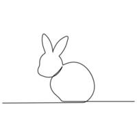 Continuous single line art drawing of Easter Bunny and Cute rabbit vector