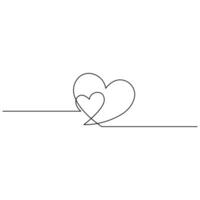 Valentines day heart shape continuous single line art drawing outline vector