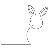 Continuous single line art drawing of Easter Bunny and Cute rabbit vector