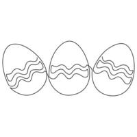 Continues single line art drawing easter eggs hand draw outline vector