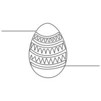 Continues single line art drawing easter eggs hand draw outline vector