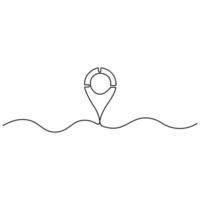 Continuous single line art drawing of Location and path pointers outline vector