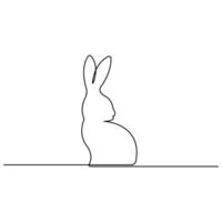 Continuous single line art drawing of Easter Bunny and Cute rabbit vector