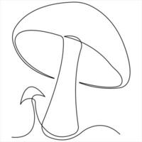 Mushroom continuous single line art drawing plants concept outline vector