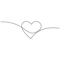 Valentines day heart shape continuous single line art drawing outline vector