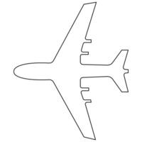 Continuous single line art drawing of airplane icon vector