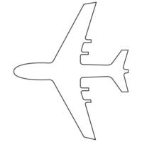 Continuous single line art drawing of airplane icon vector