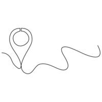 Continuous single line art drawing of Location and path pointers outline vector