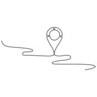 Continuous single line art drawing of Location and path pointers outline vector