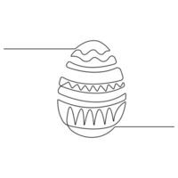 Continues single line art drawing easter eggs hand draw outline vector