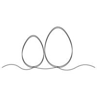 Continues single line art drawing easter eggs hand draw outline vector