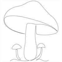 Mushroom continuous single line art drawing plants concept outline vector