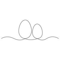 Continues single line art drawing easter eggs hand draw outline vector