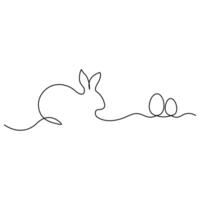 Continuous single line art drawing of Easter Bunny and Cute rabbit vector