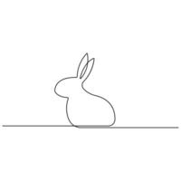 Continuous single line art drawing of Easter Bunny and Cute rabbit vector