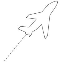 Continuous single line art drawing of airplane icon vector