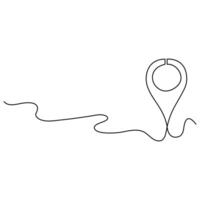 Continuous single line art drawing of Location and path pointers outline vector