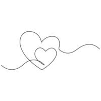 Valentines day heart shape continuous single line art drawing outline vector