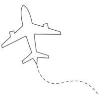 Continuous single line art drawing of airplane icon vector