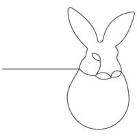 Continuous single line art drawing of Easter Bunny and Cute rabbit vector