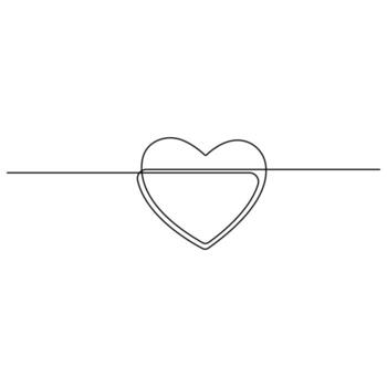 Valentines day heart shape continuous single line art drawing outline vector