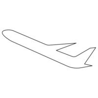 Continuous single line art drawing of airplane icon vector