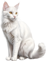 AI generated Colored-pencil sketch of a Turkish Angora cat. png