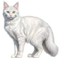 AI generated Colored-pencil sketch of a Turkish Angora cat. png