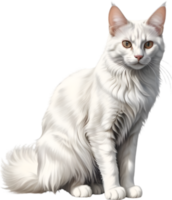 AI generated Colored-pencil sketch of a Turkish Angora cat. png