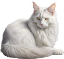 AI generated Colored-pencil sketch of a Turkish Angora cat. png