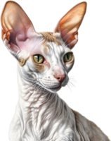 AI generated Colored-pencil sketch of a Cornish Rex cat. png