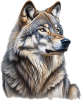 ai gegenereerd grijs wolf, gekleurd potlood schetsen van grijs wolf. png