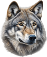 ai generado gris lobo, lápiz de color bosquejo de gris lobo. png