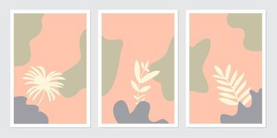 poster botanical wall art vector set. Abstract Plant Art design for wall framed prints, canvas prints, poster, home decor