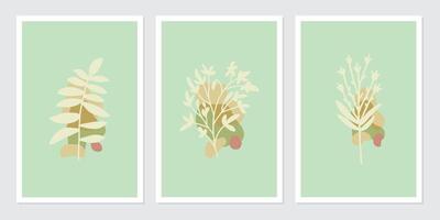 botanical poster wall art vector set. Abstract Plant Art design for wall framed prints, canvas prints, poster, home decor