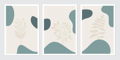 poster botanical wall art vector set. Abstract Plant Art design for wall framed prints, canvas prints, poster, home decor