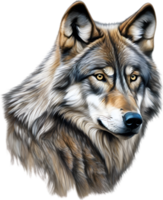 ai generado gris lobo, lápiz de color bosquejo de gris lobo. png