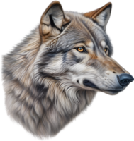 ai généré gris loup, crayon de couleur esquisser de gris loup. png