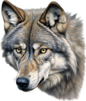 ai generado gris lobo, lápiz de color bosquejo de gris lobo. png