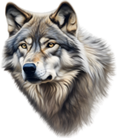 ai généré gris loup, crayon de couleur esquisser de gris loup. png