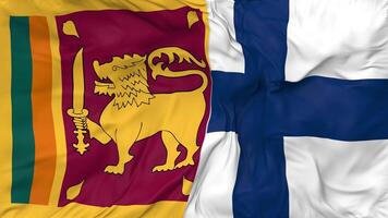 Sri Lanka and Finland Flags Together Seamless Looping Background, Looped Bump Texture Cloth Waving Slow Motion, 3D Rendering video