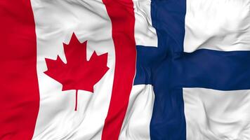 Canada and Finland Flags Together Seamless Looping Background, Looped Bump Texture Cloth Waving Slow Motion, 3D Rendering video