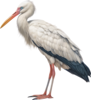 ai genererad vit stork , närbild färgpenna skiss av en vit stork, ciconia ciconia. png