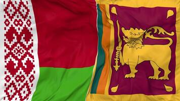 sri Lanka und Weißrussland Flaggen zusammen nahtlos Schleifen Hintergrund, geloopt stoßen Textur Stoff winken schleppend Bewegung, 3d Rendern video