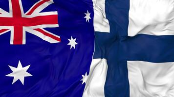 Australia and Finland Flags Together Seamless Looping Background, Looped Bump Texture Cloth Waving Slow Motion, 3D Rendering video