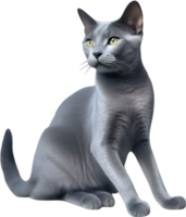 AI generated Colored-pencil sketch of a Russian Blue cat. png