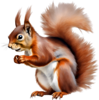 AI generated Red Squirrel. Close-up watercolor of Red Squirrel. png