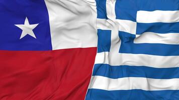 Chile and Greece Flags Together Seamless Looping Background, Looped Bump Texture Cloth Waving Slow Motion, 3D Rendering video