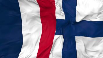 France and Finland Flags Together Seamless Looping Background, Looped Bump Texture Cloth Waving Slow Motion, 3D Rendering video