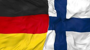 Germany and Finland Flags Together Seamless Looping Background, Looped Bump Texture Cloth Waving Slow Motion, 3D Rendering video